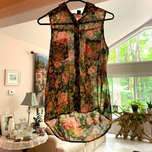 Casual flower overvest tank top shirt